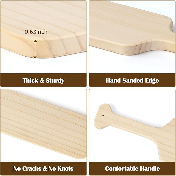 BATTIFE 15 Inch Greek Fraternity Paddle, Unfinished Solid Pine Wood Paddles, Wooden Sorority Frat Paddle for Arts Crafts