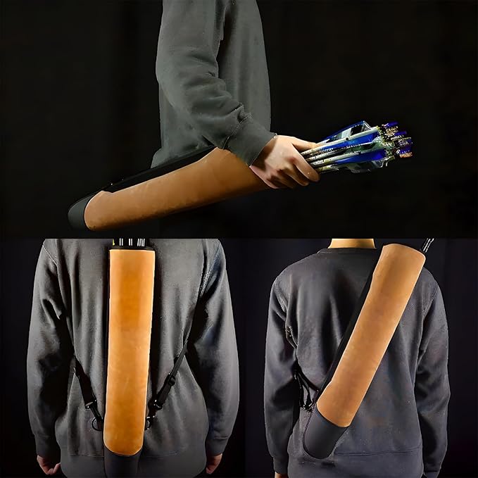 DAPace Leather Arrow Quiver for Recurve Bow/Compound Bow, 20 Inch Back Archery Quiver, Quiver Arrow Holder Holds Up to 36 Arrows, Brown