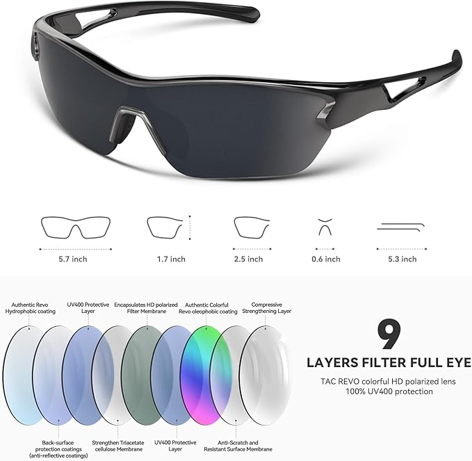 BEACOOL Polarized Sports Sunglasses for Men Women Youth Baseball Cycling Running Fishing Golf Motorcycle TAC Glasses UV400