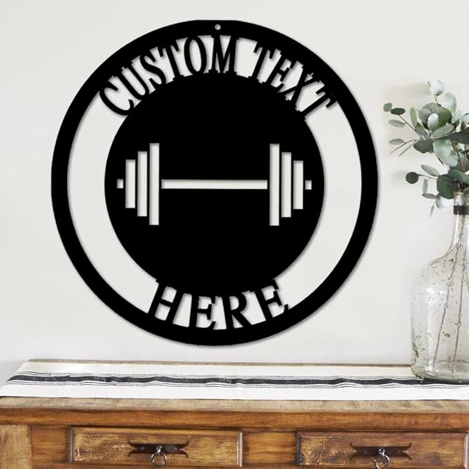 Custom Gym Metal Sign Personalized Workout Room Powerlifting Decor, Home Fitness Motivational Garage Center Wall Art, Gift for Women, Men, Dad, Papa, Grandpa, Mother, Sister, Girls, Modern Design