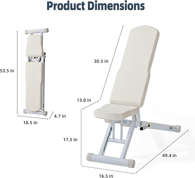 DHT Adjustable Weight Bench for Full Body Workout, Heavy Duty Foldable Bench Press for Home Gym Strength Training, Incline Decline Flat Utility Workout Bench with Fast Adjustment