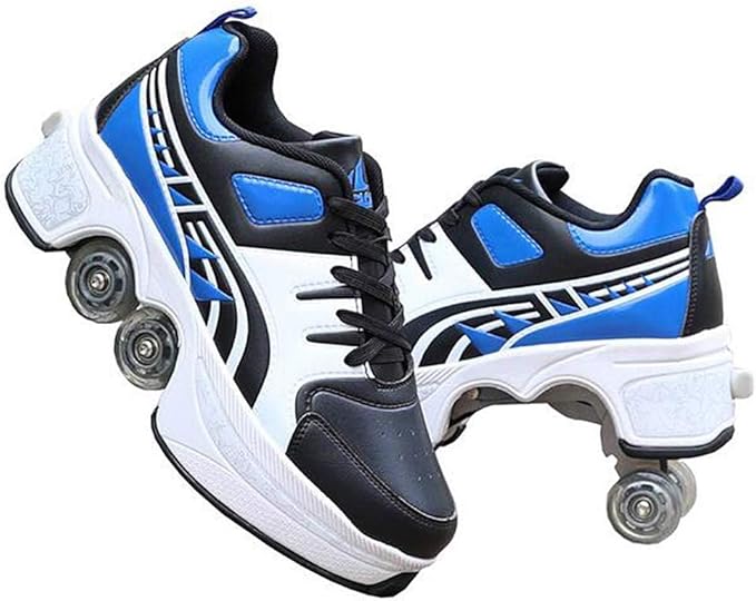 Double-Row Deform Wheel Automatic Walking Shoes Invisible Deformation Roller Skate 2 in 1 Removable Pulley Skates Skating Parkour
