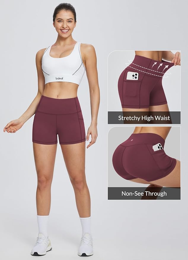 baleaf Women's 8"/ 5"/ 3" Biker Shorts High Waist Yoga Workout Gym Running Volleyball Spandex Shorts with Pockets
