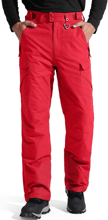 FREE SOLDIER Men's Waterproof Snow Insulated Pants Winter Skiing Snowboarding Pants with Zipper Pockets