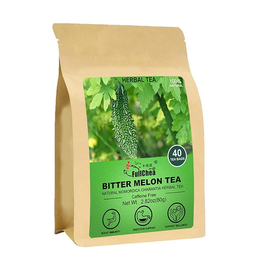 FullChea - Bitter Melon Tea, 2g X 40 Count - Premium Natural Dried Momordica Charantia - Cut & Sifted - Non-GMO - Caffeine-free - Support Wellness & Digestion Support