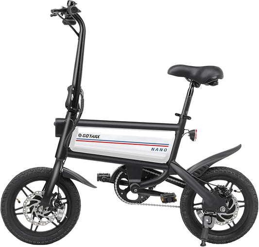 Gotrax Nano 14" Electric Bike, Max Range 25Miles(Pedal-Assist)&Max Speed 15.5Mph, 350W Folding E-Bike with Removable Battery, Adjustable Seat & Dual Mudguards, Commuter Electric Bicycle for Ages 13+