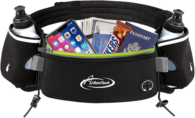 AiRunTech Hydration Running Belt with Water Bottle, Running Fanny Pack for Phone and Wallet Holder, Running Bag Runners Essentials Accessories Marathon Triathlon Walking Jogging Gear Gift