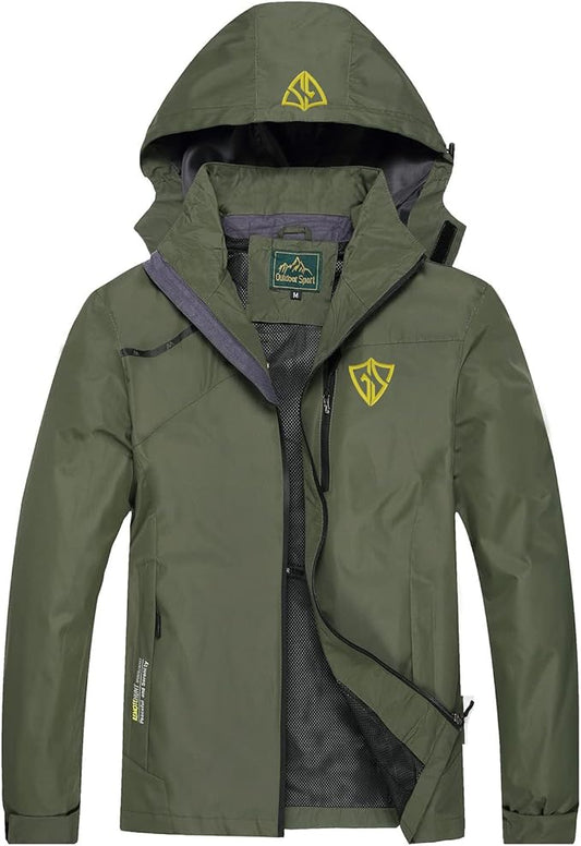 GIISAM Mens Windproof Jacket Waterproof Lightweight Mountain Sport Jacket for Men Hooded Windbreaker Raincoat