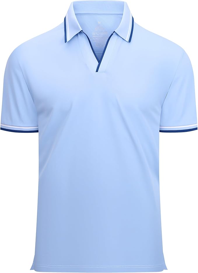 Esabel.C Jacquard Golf Shirts for Men Moisture Wicking Short Sleeve Performance Dry Fit Active Mens Polo Shirts