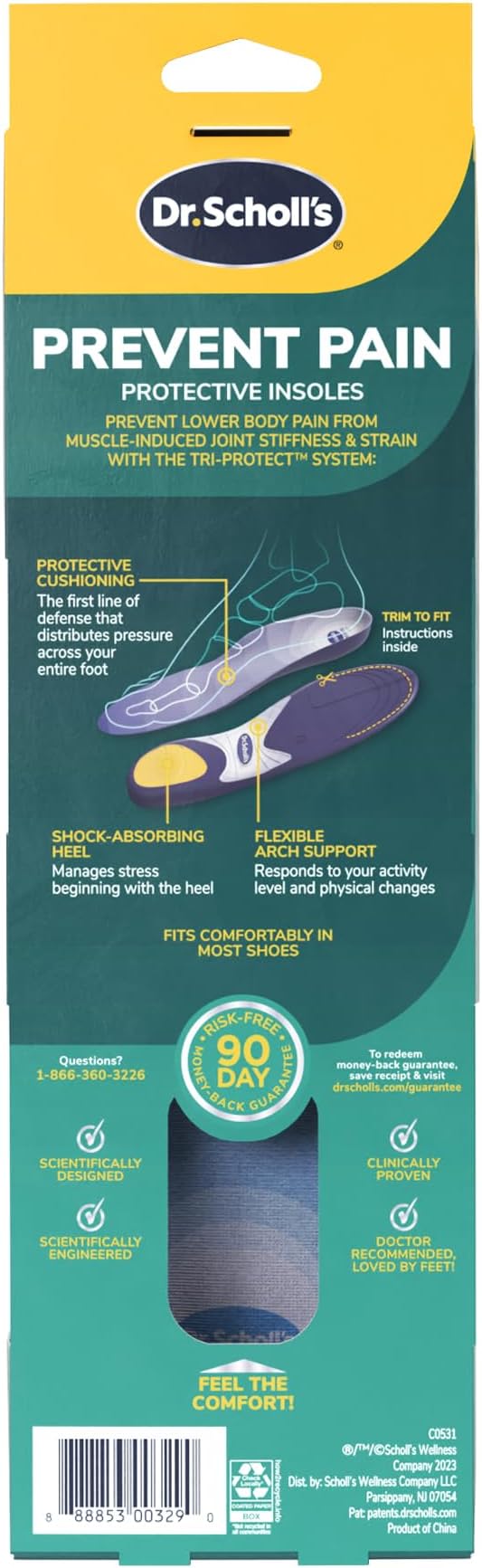 Dr. Scholl’s Prevent Pain Insoles for Women, Size 6-10, 1 Pair: The Only Proven Insole to Prevent Lower Body Pain - Arch Support Shoe Inserts for Women, Protect Against Lower Back, Knee and Foot Pain