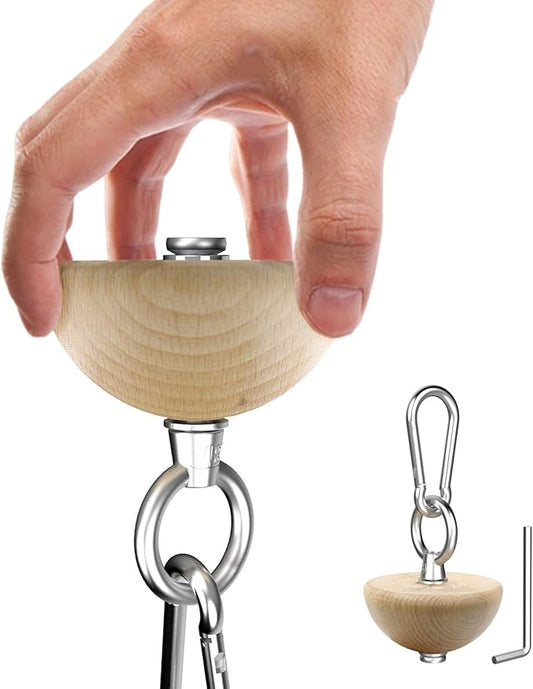 Grip Strength Training Beech Wood Pinch Block & Half-Sphere Ball with Loading Pin – Hand, Finger, Forearm Workout Set for Climbing, Lifting, Fitness Training