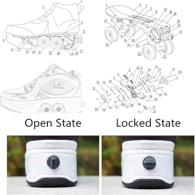 Double-Row Deform Wheel Automatic Walking Shoes Invisible Deformation Roller Skate 2 in 1 Removable Pulley Skates Skating Parkour