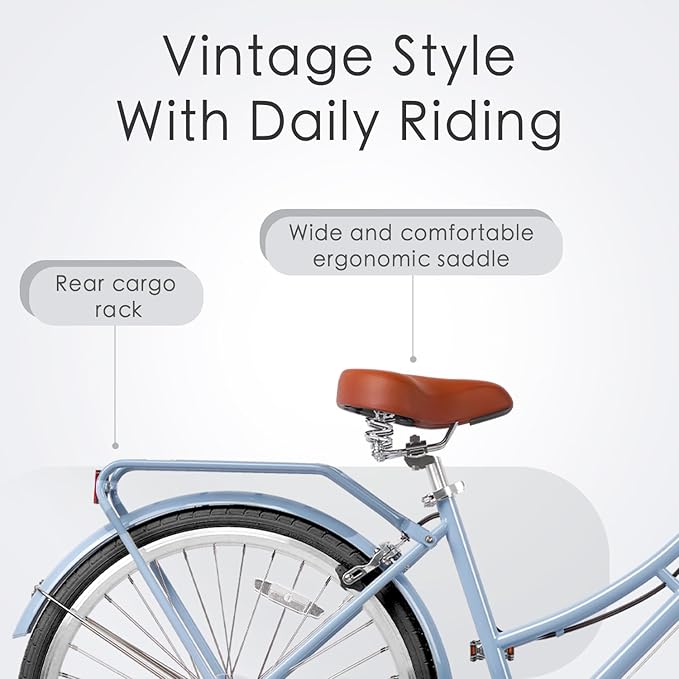 AVASTA Astrid Vela Hybrid Bike for Adult Women Female Lightweight Step Through 26 Inch High Tensile Steel Frame City Commuter Comfort Lady Bicycle, 6-Speed, Multiple Colors