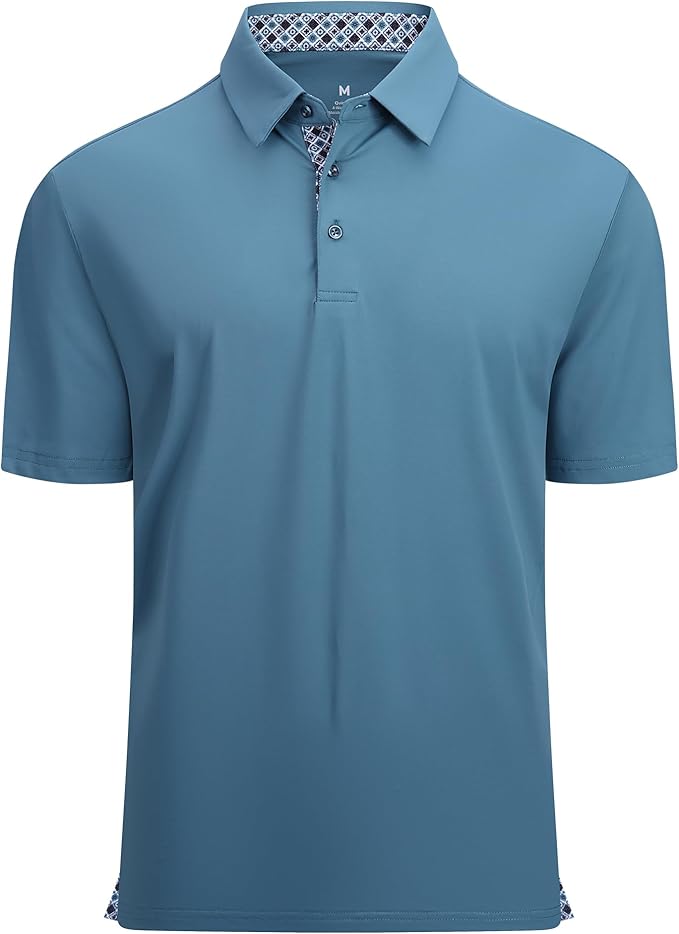 Alex Vando Mens Golf Shirt Moisture Wicking Quick-Dry Solid Short Sleeve Polo Shirts for Men