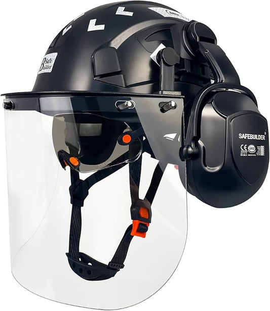 Forestry Safety Helmet with Build-in Visor Mesh Face Shield Ear Muffs 4 in 1 Chainsaw Safety Hard Hats