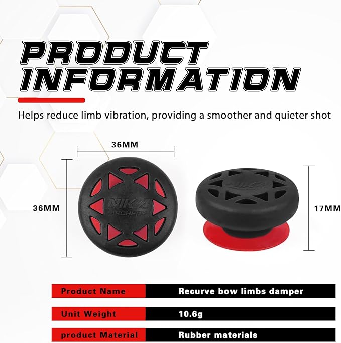 Archery Bow Stabilizer Solid Rubbe Limbs Vibration Damper for Youth Compound Bows, 2-Pack