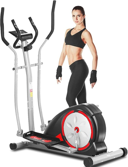 ANCHEER Elliptical Exercise Machine, Elliptical Training Machines with Pulse Rate Grips and LCD Monitor, Elliptical Machine for Home with 8 Resistance Levels Smooth Quiet Driven, Max 350Lbs
