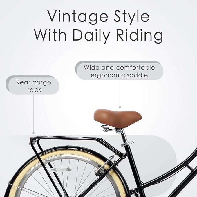 AVASTA Astrid Vela Hybrid Bike for Adult Women Female Lightweight Step Through 26 Inch High Tensile Steel Frame City Commuter Comfort Lady Bicycle, 6-Speed, Multiple Colors