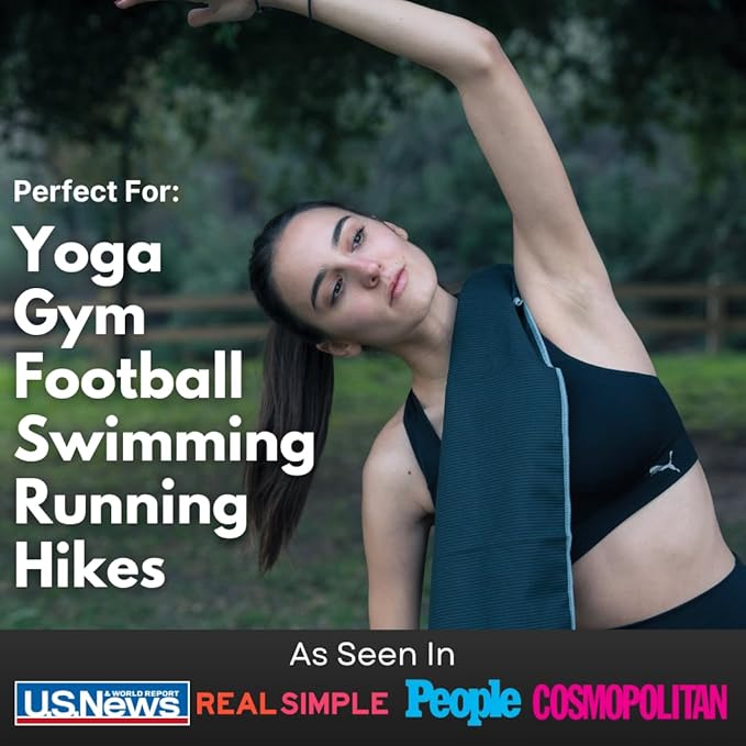 ECCOSOPHY Microfiber Beach Towel – Quick Dry Gym Towel, Highly Absorbent with Ribbed Texture, Lightweight – Ideal for Travel, Pool, Yoga, Fitness & Outdoor Adventures – 71x35 Charcoal