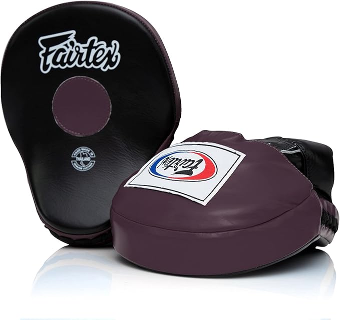 Fairtex FMV9 Contoured Focus Mitts |Striking Accuracy & Protection for Boxing, Muay Thai, Kickboxing |Ergonomic Design, Soft Padding, Secure Fit Leather