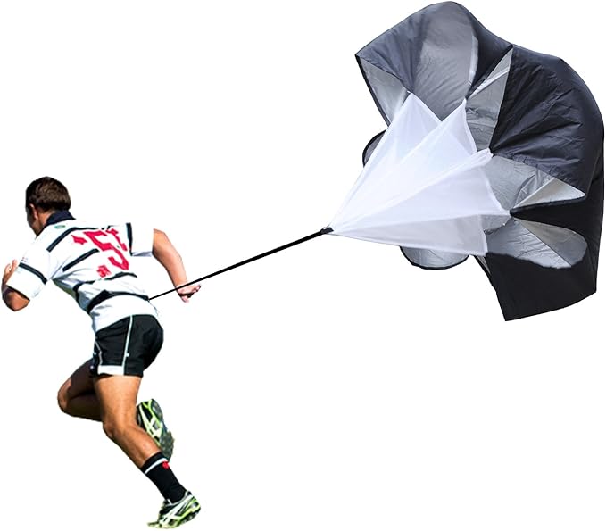 GSi 56" Chute Running Parachute Resistance Trainer for Kids Adults improving Power Speed Sprint Fitness Agility Stamina for Basketball Soccer Rugby Accessories American Football Training Equipment