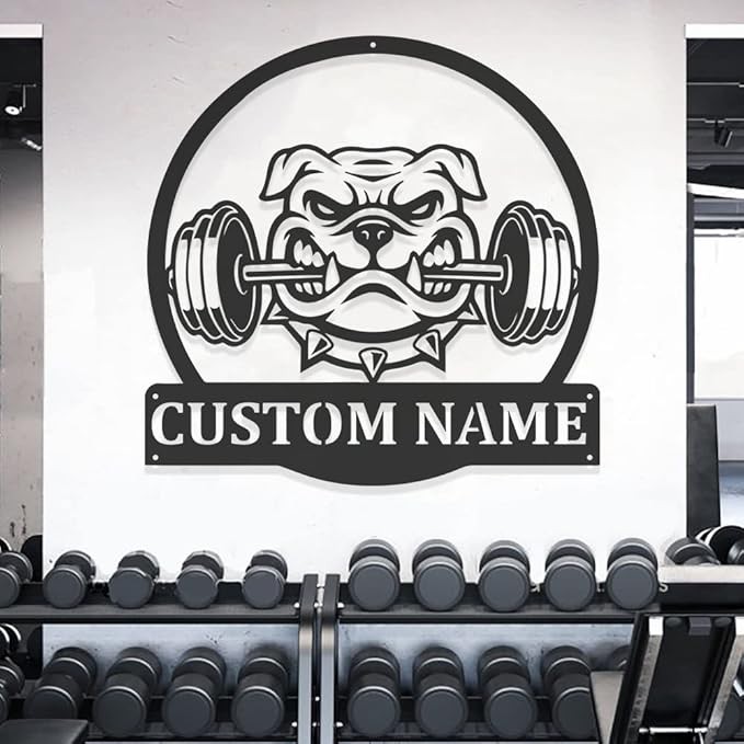 Custom Metal Gym Sign for Workout Room, Motivational Home Fitness Powerlifting Garage Center Decor, Personalized Wall Art Gift for Women, Men, Dad, Papa, Grandpa, Mother, Sister, Girls, Modern Design