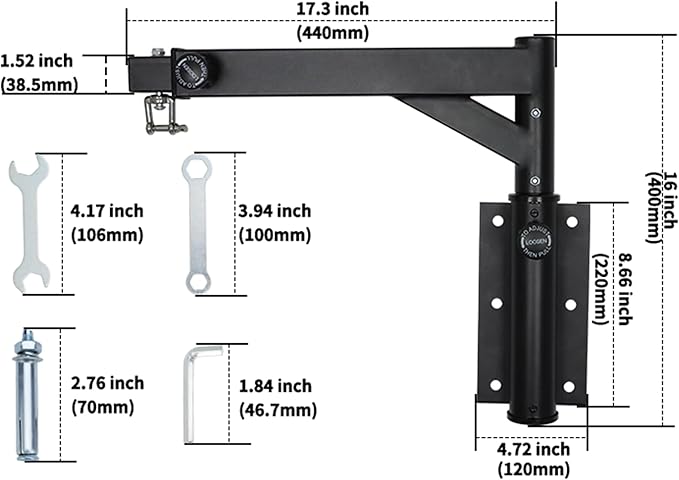 Heavy Bag Hanger Wall Mount Punching Boxing Bag Bracket -Square Tube, Heavy Duty Adjustable Length & Height for Boxing, Taekwondo, Muay Thai Bags, for Home Gym Installation