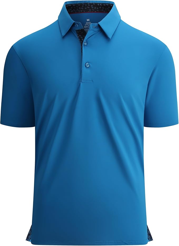 Alex Vando Mens Golf Shirt Moisture Wicking Quick-Dry Solid Short Sleeve Polo Shirts for Men