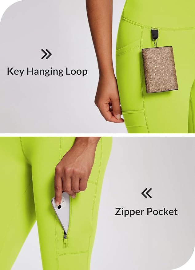 baleaf Women's Fleece Lined Leggings Waterproof Winter Hiking Pants Thermal Running Tights Zipper Pockets High Waisted