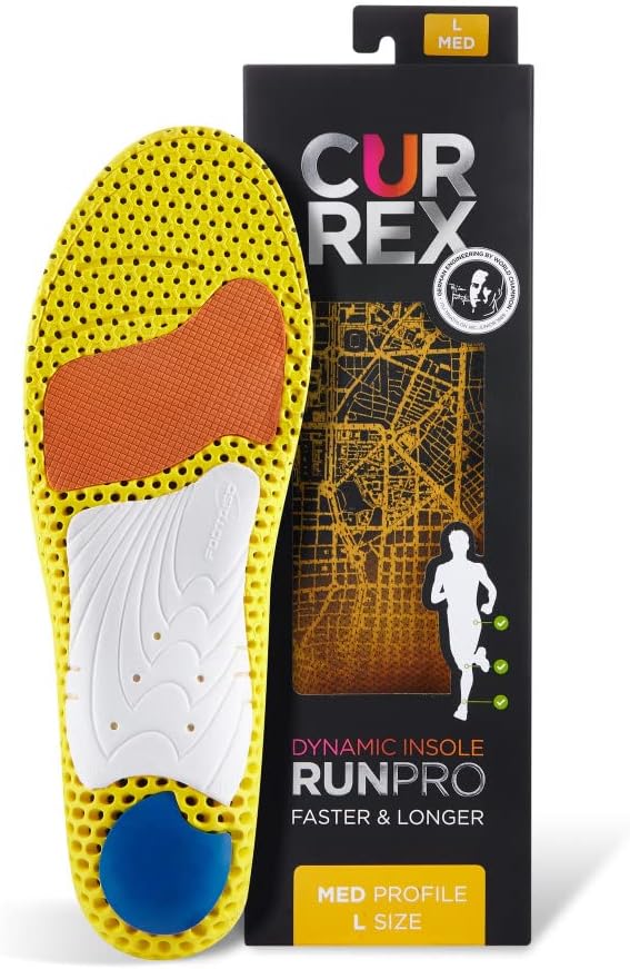 CURREX RunPro Insoles for Running Shoes – Arch Support Inserts to Help Reduce Fatigue, Prevent Injuries & Boost Performance – for Men & Women – Medium Arch, Medium Size