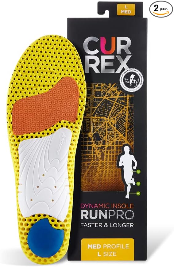 CURREX RunPro Insoles for Running Shoes – Arch Support Inserts to Help Reduce Fatigue, Prevent Injuries & Boost Performance – for Men & Women – Medium Arch, 2X