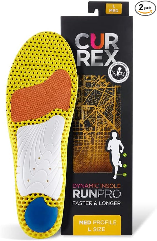 CURREX RunPro Insoles for Running Shoes – Arch Support Inserts to Help Reduce Fatigue, Prevent Injuries & Boost Performance – for Men & Women – Medium Arch, 2X