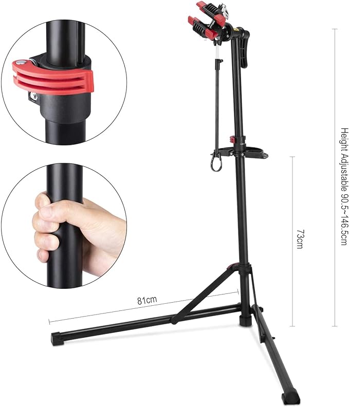 CXWXC Bike Repair Stand with Cleaner - Shop Home Bicycle Mechanic Maintenance Rack- Welded Head Height Adjustable for EBIKE Mountain Bikes and Road Bikes
