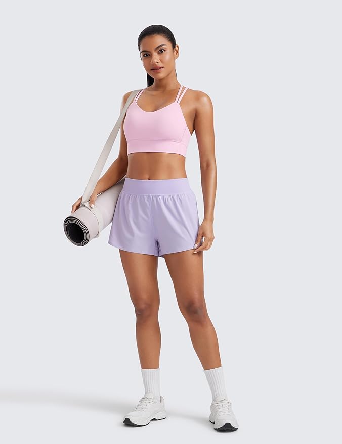 CRZ YOGA Softness Mold Womens Butterluxe Strappy Longline Sports Bra - Double Spaghetti Strap Workout Yoga Crop Top Athletic