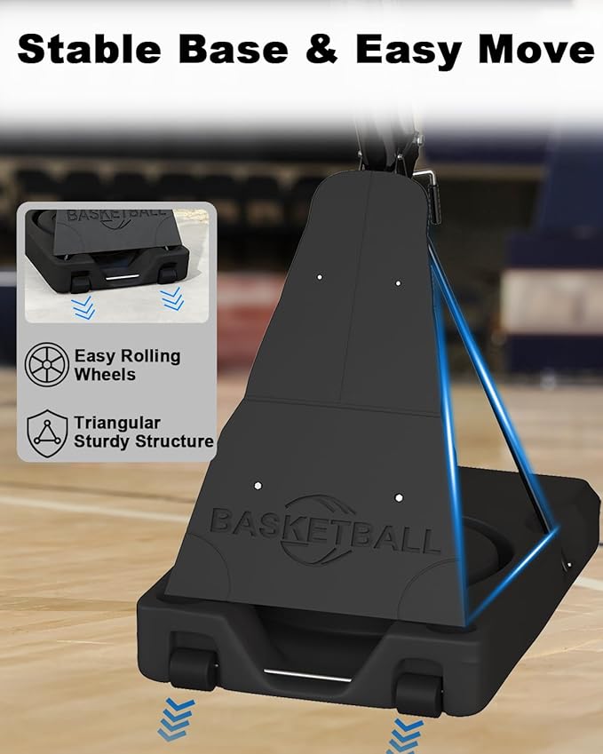 Basketball Hoop Outdoor with 44/54 Inch Shatterproof Backboard, 5.25-10FT Height Portable Basketball Hoop with Sandbag, Adjustable Basketball Goal System