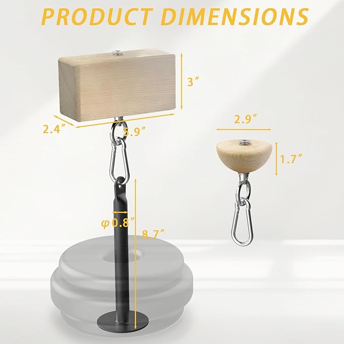 Grip Strength Training Beech Wood Pinch Block & Half-Sphere Ball with Loading Pin – Hand, Finger, Forearm Workout Set for Climbing, Lifting, Fitness Training