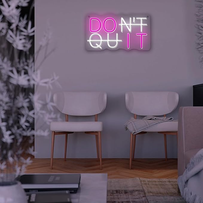 Don't Quit Neon Sign for Wall Decor LED Gym Neon Light Signs for Bedroom Home Office Hotel Pub Cafe Recreation GymRoom Game Room Fitness Club Décor Boyfriend Gift