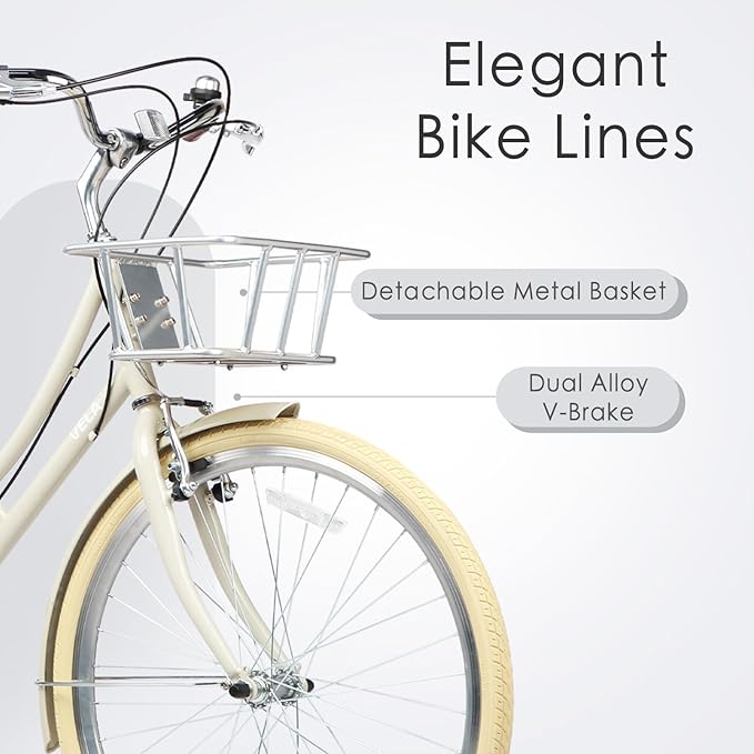 AVASTA Astrid Vela Hybrid Bike for Adult Women Female Lightweight Step Through 26 Inch High Tensile Steel Frame City Commuter Comfort Lady Bicycle, 6-Speed, Multiple Colors