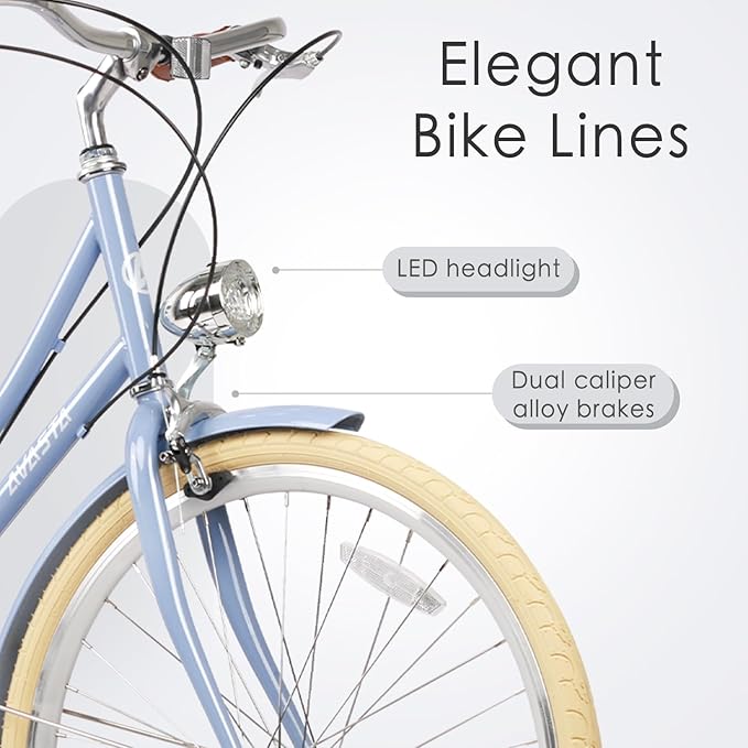 AVASTA Astrid Vela Hybrid Bike for Adult Women Female Lightweight Step Through 26 Inch High Tensile Steel Frame City Commuter Comfort Lady Bicycle, 6-Speed, Multiple Colors