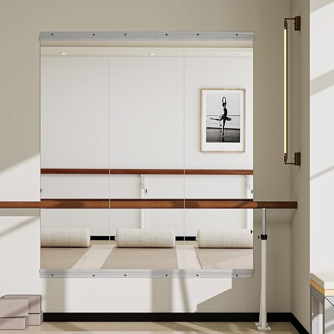 Home Gym Mirror - 3 PCS 16×56 inches, Large Frameless Wall Mounted Full Length Body Mirror for Dancing Studio, Exercise, Fineness, Yoga, Tempered Glass