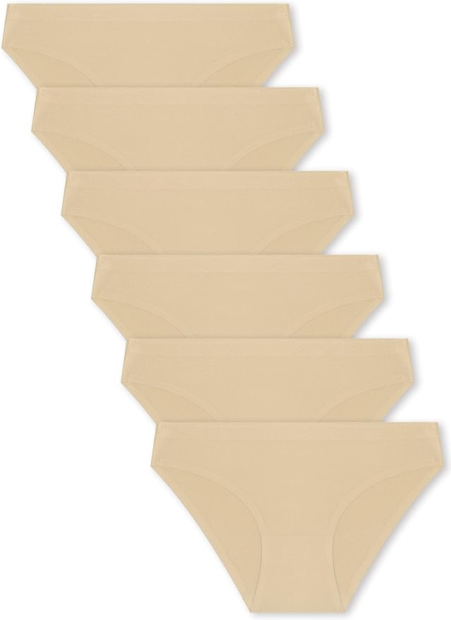 FINETOO 6 Pack Women’s Seamless Hipster Underwear No Show Panties Invisibles Briefs Soft Stretch Bikini Underwears XS-XL