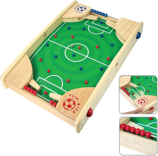 Flipkick: Wooden Tabletop Football/Soccer Pinball Games, Indoor Portable Sport Table Board for Kids and Family