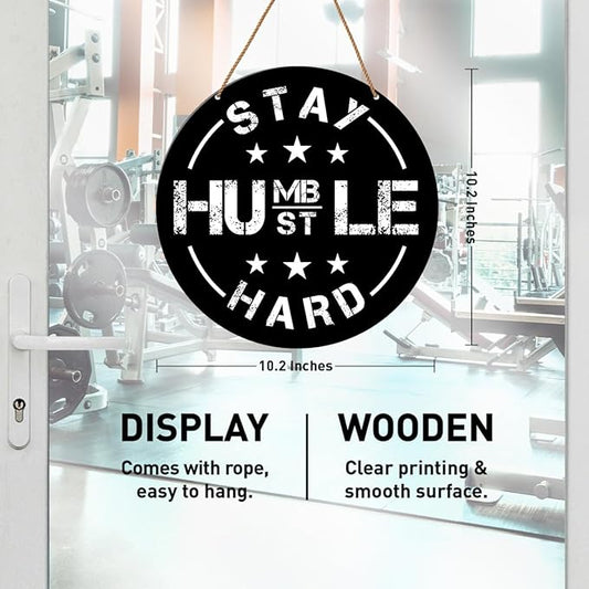 Gym Signs Wall Decor, Home Gym Motivational Wall Decor Gym Hanging Signs Decorations for Fitness Workout Room Gift for Woman Man Gym Enthusiast, Stay Humble Hustle Hard