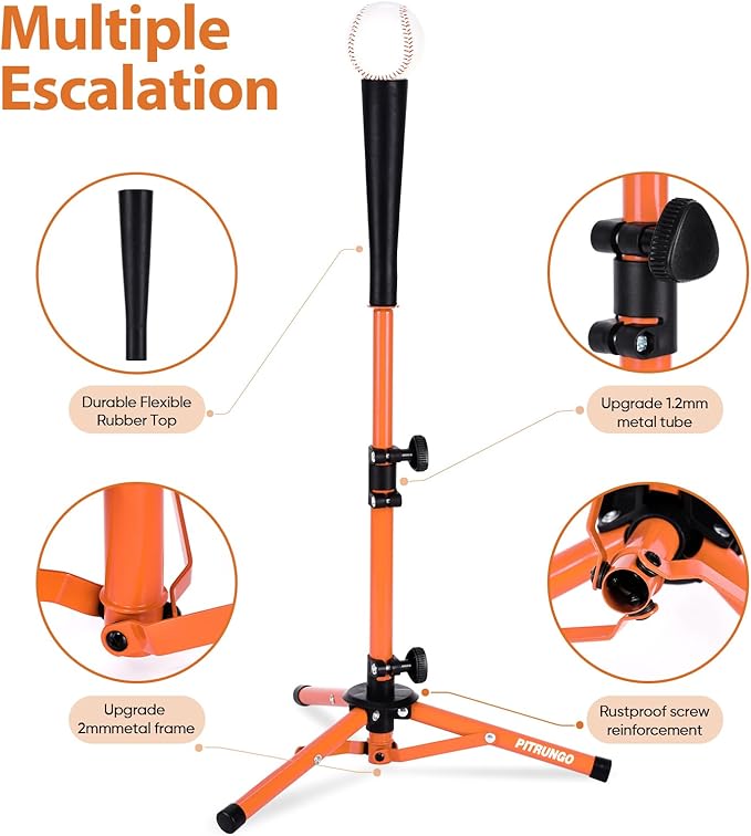 Baseball Softball Tee for Kids Toddles 3-10 Years Batting Hitting Tee T Ball Set Stand for Baseball Trainer Easy Adjustable Height 20.5''-29.5''Portable w/Carry Bag for Indoor Outdoor