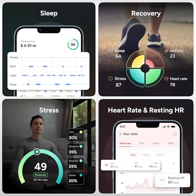 Gabit Smart Ring | Sleep, Fitness, Nutrition, Stress | Calorie Tracker, AI Health Coach, 30+ Workout Modes, VO2 Max | Buy Sizing Kit First | Health Tracker for Women & Men | Titanium, Rose Gold 13