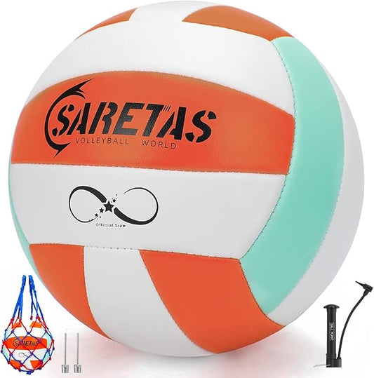 Beach/Water/Sand Volleyballs, Outdoor/Indoor Official Size, Soft Touch Volleyball for Beginners, Cute Volley Ball for Girls/Kids/Youth, Ideal Gifts with Pump for Backyard, Pool, Middle School