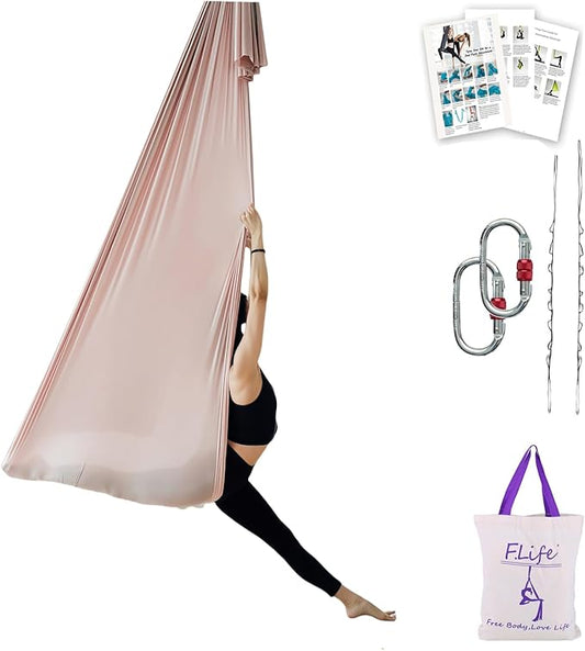 F.Life Aerial Silk Yoga Hammock & Swing for yoga Inversion,Strength training,starter hardware kit
