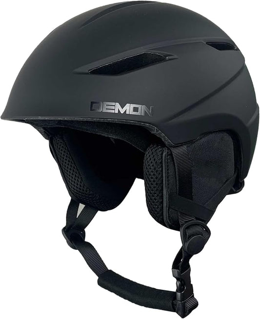 Demon United Snowboard and Ski Helmet with MIPS - Adult - Matte Black/Matte White - PC Shell & Inmold EPS Foam- Twist Dial Fit System - Audio Ready Earpads