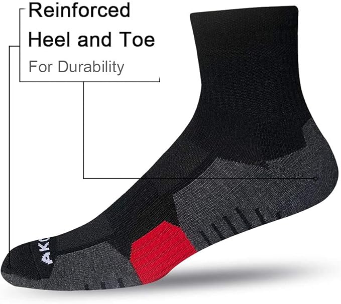 AKOENY Men's Performance Athletic Cushioned Quarter Ankle Socks (6 Pairs)
