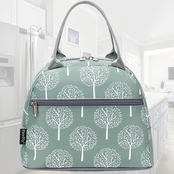 FlowFly Lunch Bag for Women Insulated Lunch Box Corduroy Lunch Tote Cooler for Travel Work Picnic, Dandelion